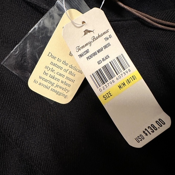 *TOMMY BAHAMA* Black Long Sleeve Dress NWT Size Medium (8-10) - Picture 9 of 11